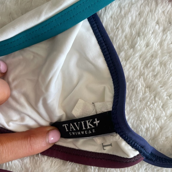 Tavik Jett triangle bikini top in white multi - Picture 4 of 5